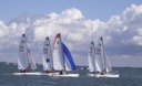 Morgane et Marjo � l'attaque, spi up, dans le top 10, en lutte avec Henri et Pierre